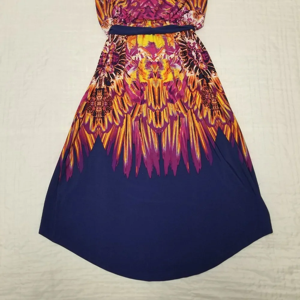 Fenn Wright Manson Womens 4 Sleeveless High-Low Blue Purple Yellow Orange Dress - Picture 12 of 16